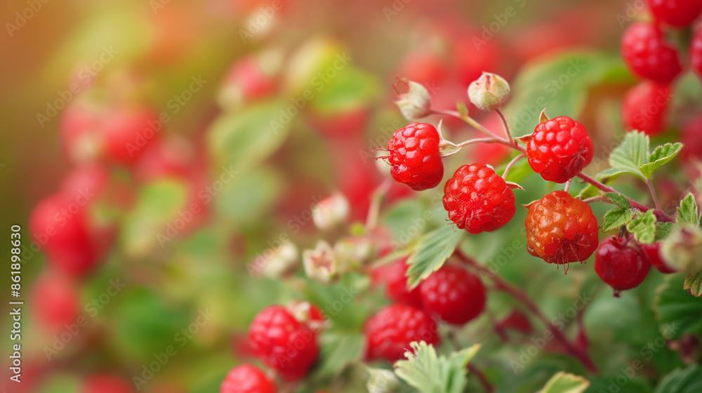A bunch of red berries on a bush A bunch of red berries on a bush