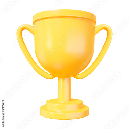 3d realistic yellow trophy cup. Stock vector illustration on isolated background.	
