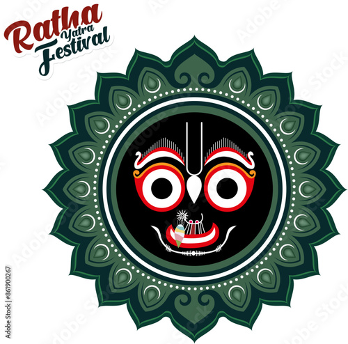 Ratha Yatra festival design. A chariot of Jagannath, Baladeva, and Subhadra