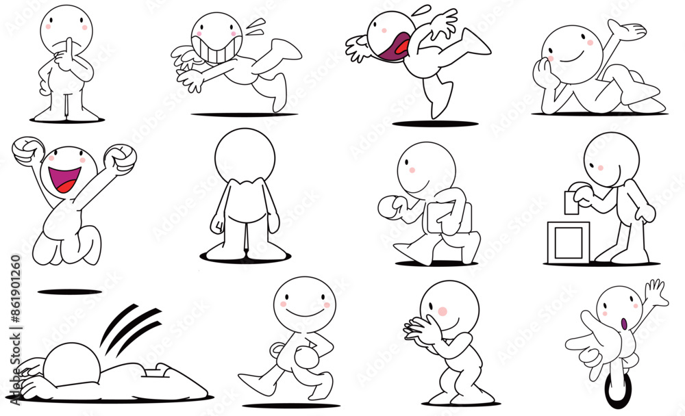 Fototapeta premium 可愛いキャラクターのさまざまなポーズ