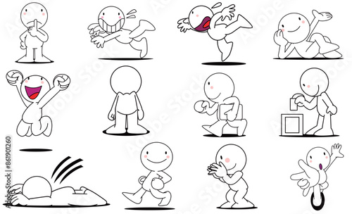 可愛いキャラクターのさまざまなポーズ