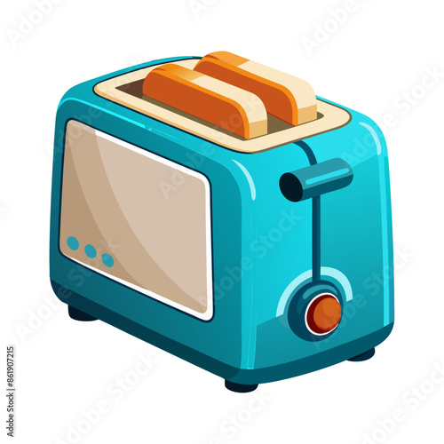 toaster with bread on white background 