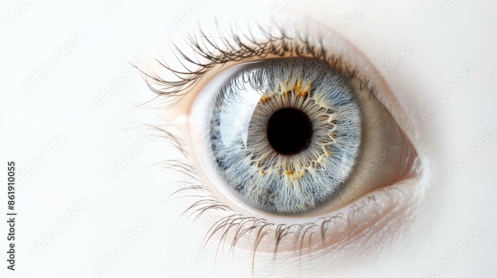 Striking blue eye close-up. Macro image of a human eye with bright blue iris and detailed texture. Striking blue eye close-up. Macro image of a human eye with bright blue iris and detailed texture.