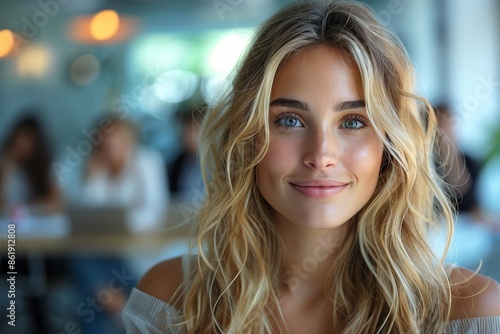 Wallpaper Mural photo of cheerful businesswoman in office meeting Torontodigital.ca
