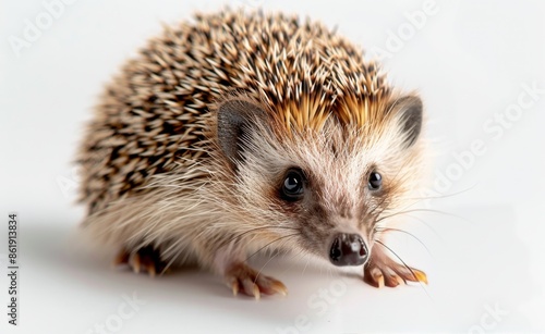 Close Up of a Brown Hedgehog on a White Background