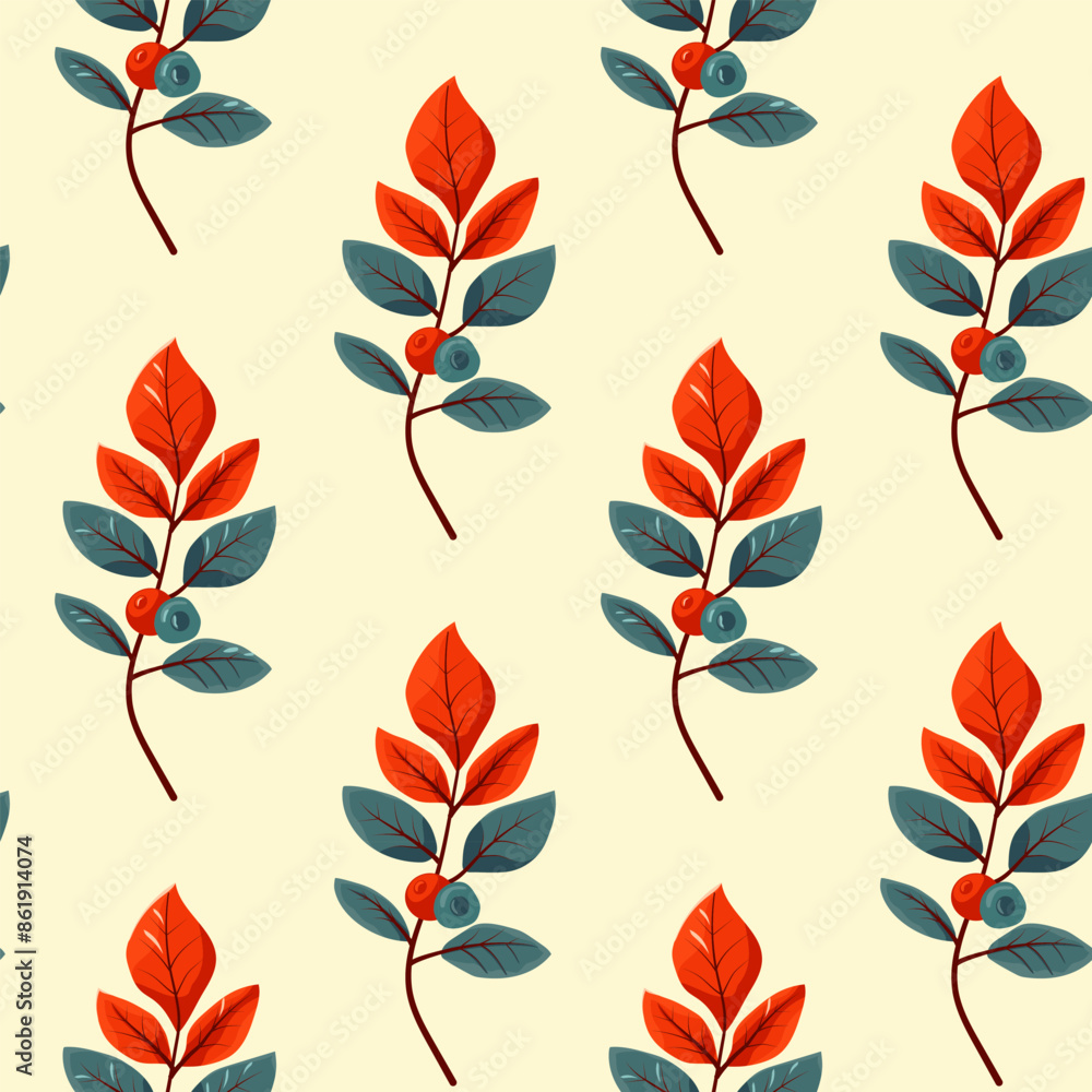Hello autumn, autumn season, leaves, twigs, berries, pattern, vector Hello autumn, autumn season, leaves, twigs, berries, pattern, vector