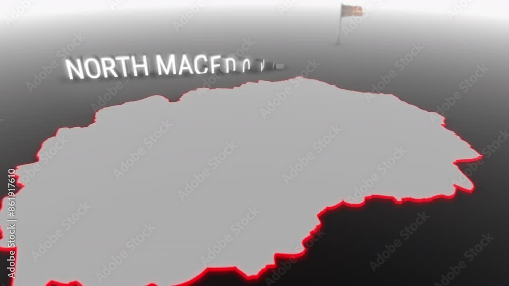 3d animated map of North Macedonia gets hit and fractured by the text “Violence” 3d animated map of North Macedonia gets hit and fractured by the text “Violence”