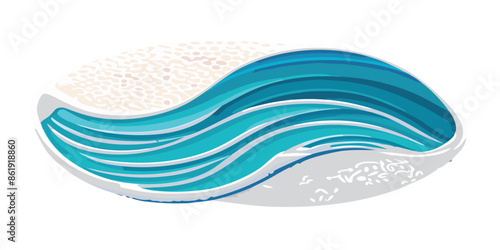 Top view waves on the sand beach summer holiday vacation concept. isolated on a white and transparent background.