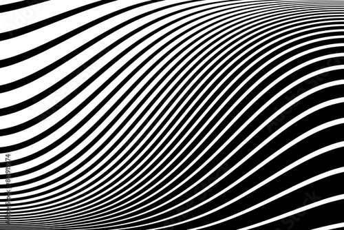 Wallpaper Mural Abstract Halftone Black and White Wavy Lines Textured Background.  Torontodigital.ca