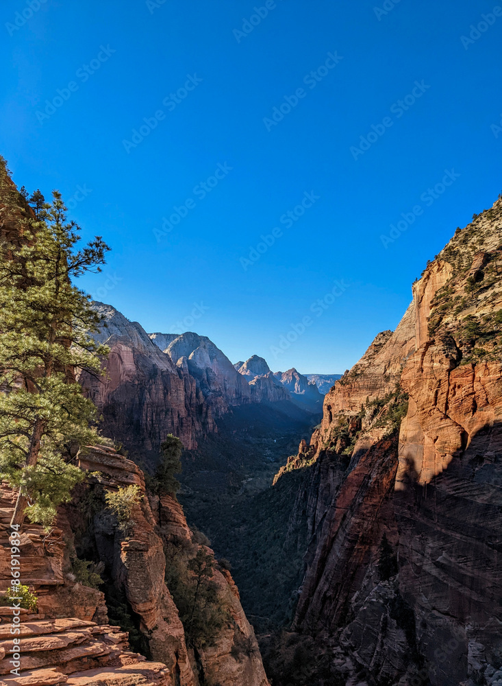 Beautiful Morning Sunrise Summer Hiking at Zion National Park Utah Beautiful Morning Sunrise Summer Hiking at Zion National Park Utah
