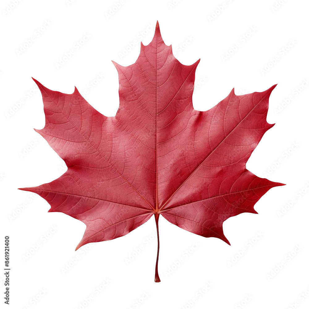 Close-up of a vibrant red maple leaf on a white or transparent background, showcasing its autumn color and unique shape. Close-up of a vibrant red maple leaf on a white or transparent background, showcasing its autumn color and unique shape.
