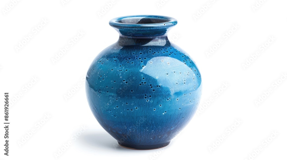 Beautiful blue ceramic vase isolated on white background vintage style Beautiful blue ceramic vase isolated on white background vintage style