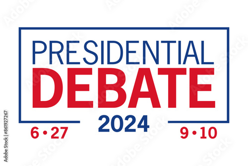 Presidential debate with dates. US elections 2024. First and second, June and September. Vector illustration.