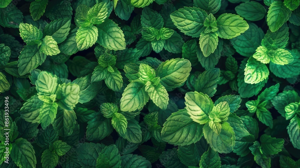 Close-up View of Lush Green Mint Leaves Close-up View of Lush Green Mint Leaves