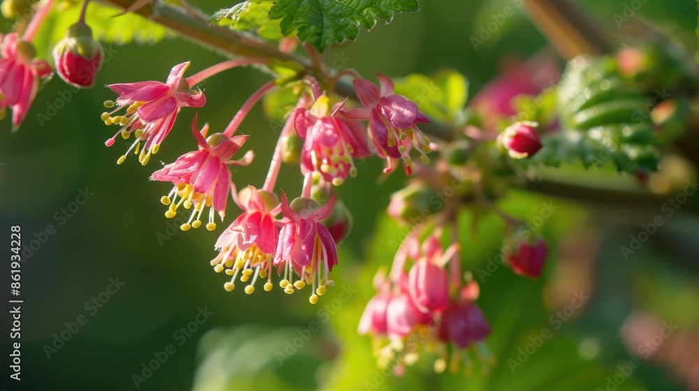 Delicate Pink Flowers on a Green Branch Delicate Pink Flowers on a Green Branch