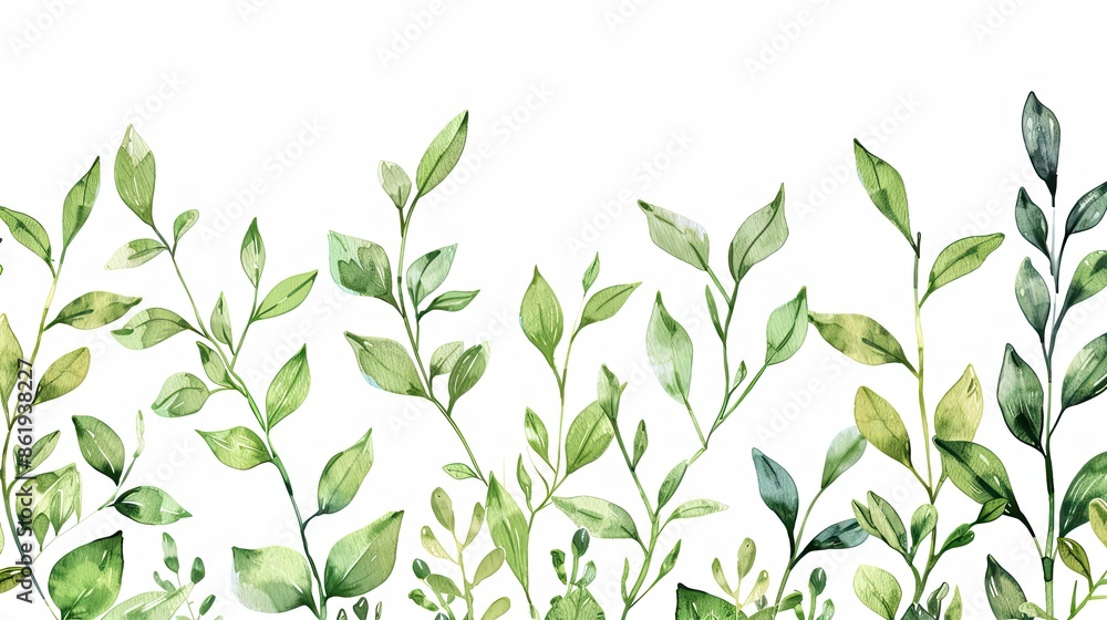 Watercolor Painting of Lush Green Foliage Watercolor Painting of Lush Green Foliage