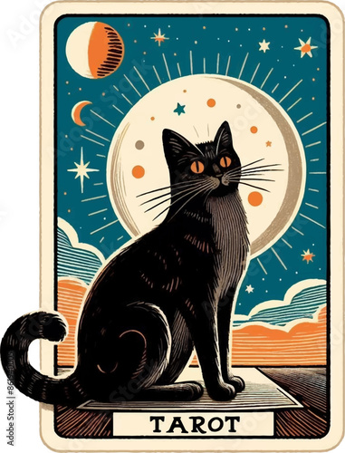 illustration of the tarot card with cbtr cartoon cat