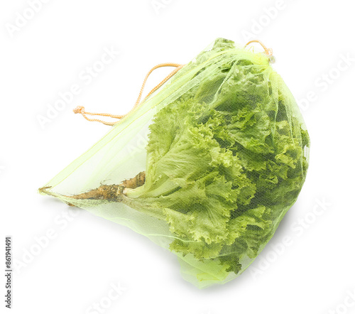Eco bag with raw lettuce on...