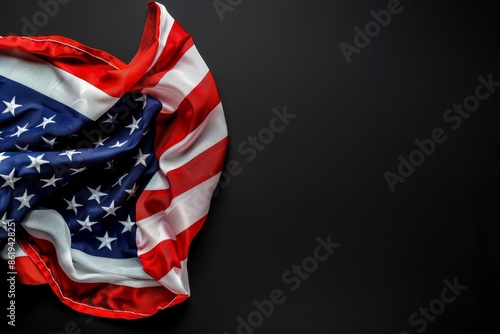 American Flag Draped on Black Background