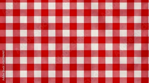 Red Gingham Style Pattern Tile red white gingham cloth vector. Checkered tablecloth pattern. Traditional plaid seamless vector texture. Gingham plaid pattern.
