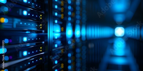 The Role of Data Center Technology in Driving Innovation and Connectivity with Server Humming. Concept Data Center Technology, Innovation, Connectivity, Server Humming