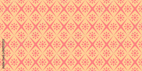 A pattern of orange flowers with a orange background