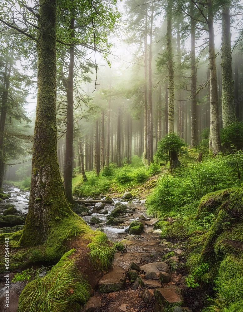 Obraz premium Amazing photos of dense and beautiful forests, showing an atmosphere full of green and lush trees.