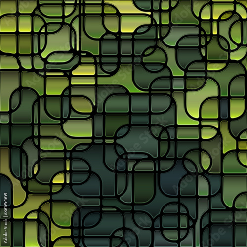 abstract vector stained-glass mosaic background - green
