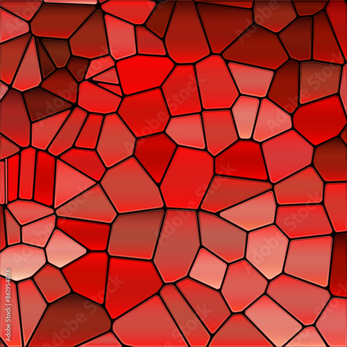abstract vector stained-glass mosaic background - red