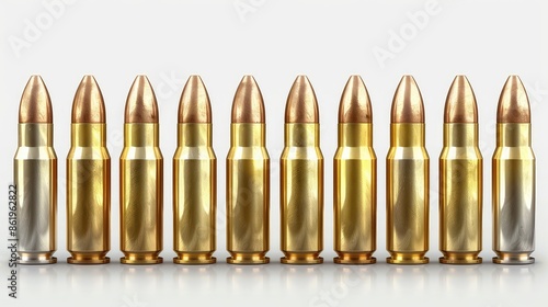 Metallic 9mm Gunshots on Transparent Background photo