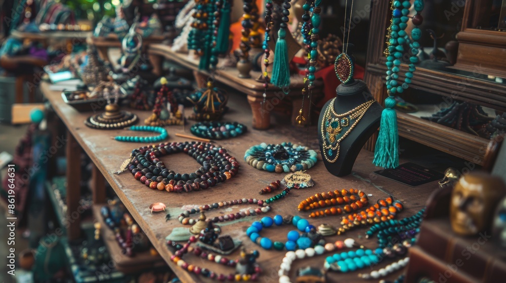 Fototapeta premium Colorful handmade jewelry display