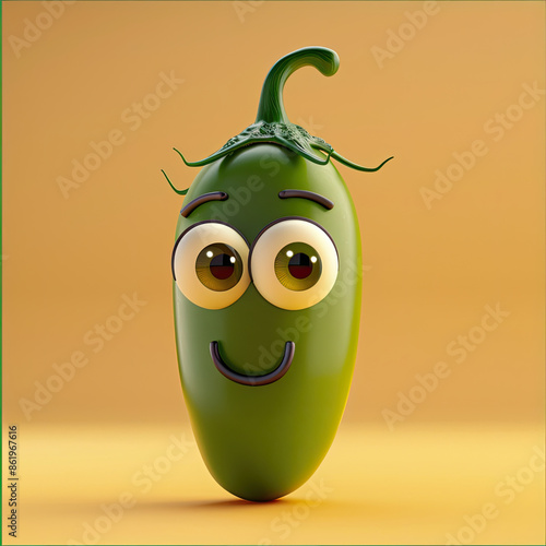 Cute Cartoon Jalapeño Peppe...