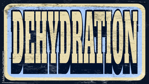 Aged and worn dehydration sign on wood