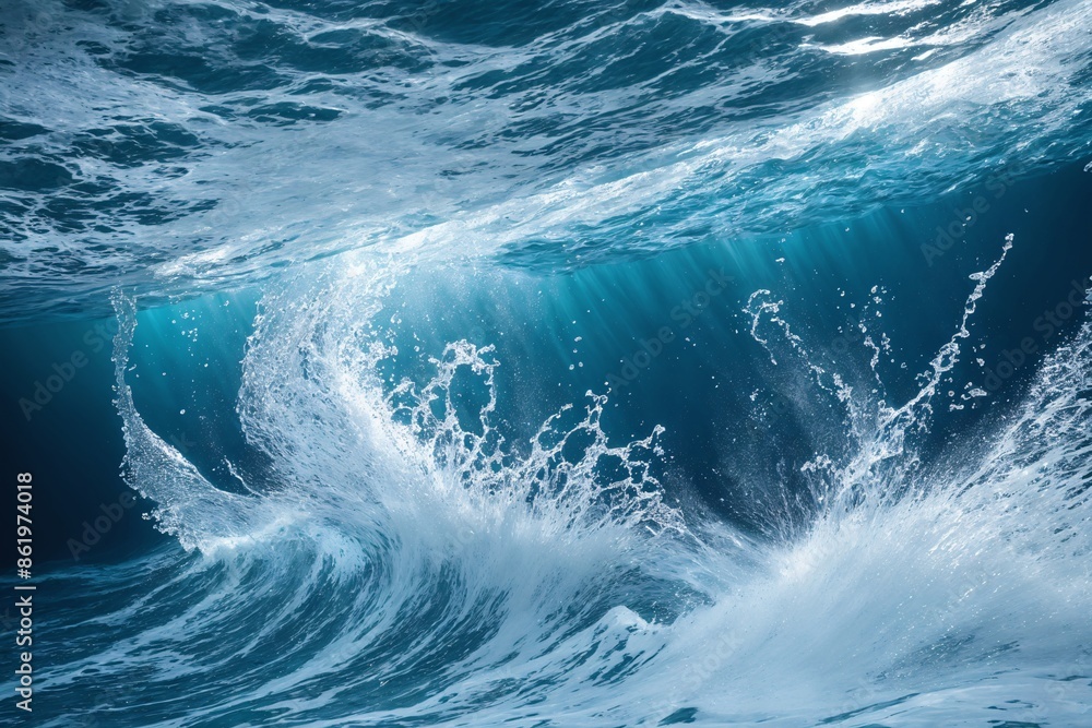 Water splash creating sea creature shapes, ocean life on white backdrop Water splash creating sea creature shapes, ocean life on white backdrop