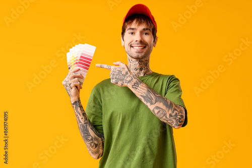 Handsome young man pointing...