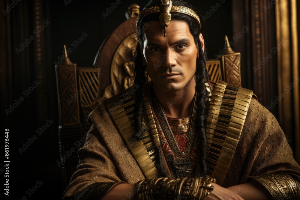 Regal legacy egyptian pharaoh portrait, majestic essence of ancient