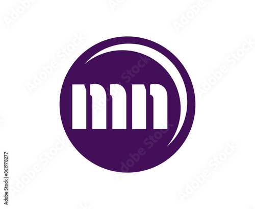 MN sport emblem or team logotype. Ball logo with a combination of Initial letter M and N for balls shop, sports company, training, club badge.