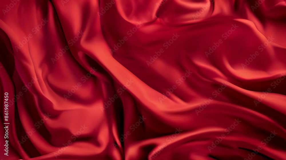 Luxurious red silk fabric in slow motion flow, perfect for fashion or elegant backgrounds Luxurious red silk fabric in slow motion flow, perfect for fashion or elegant backgrounds