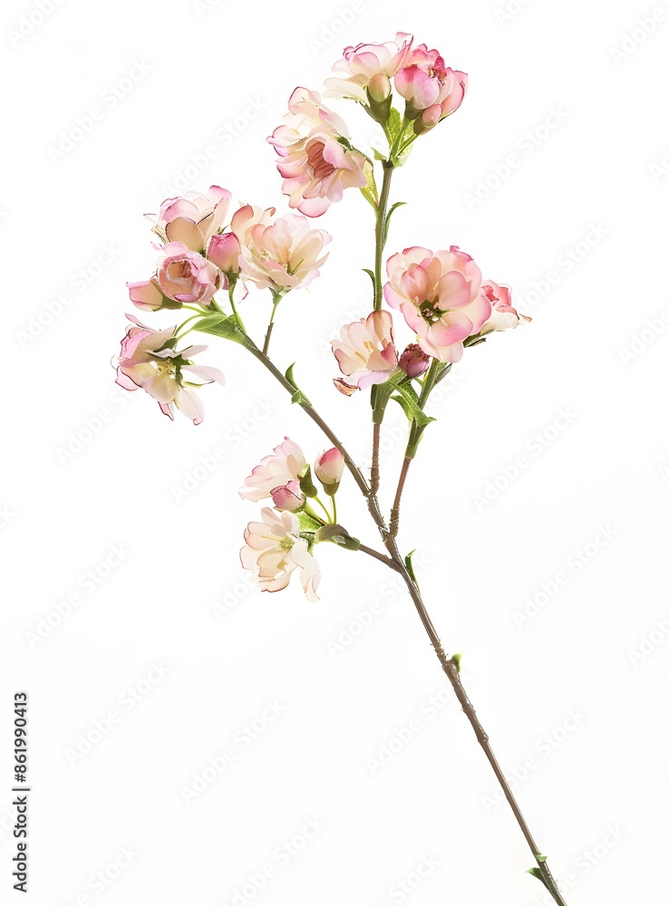 Fototapeta premium Small Pink and Cream Flowers on White Background
