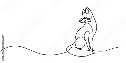 Fox continuous one line drawing vector illustration