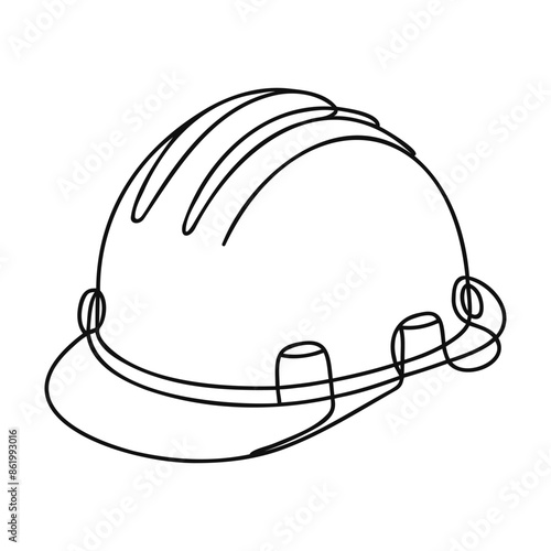 one line drawing of isolated hard hat.