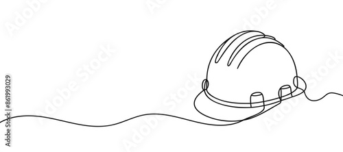 one line drawing of isolated hard hat.