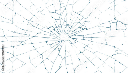 Broken transparent glass vector template for a design background. Texture