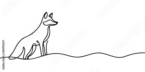 Fox continuous one line drawing vector illustration