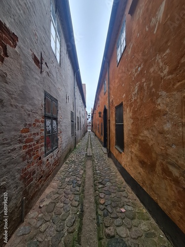 eine schmale und niedliche Gasse in Helsingør, Dänemark, Skandinavien, Europa photo