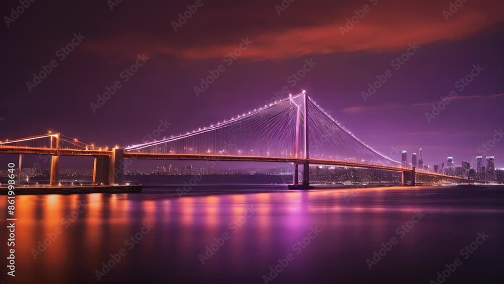 Glowing Bridge on Water and Sky Glowing Bridge on Water and Sky