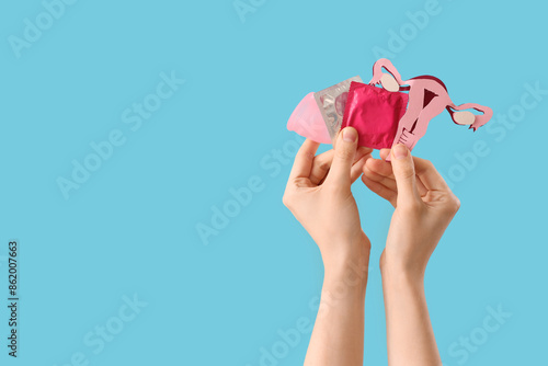 Woman with paper uterus and...
