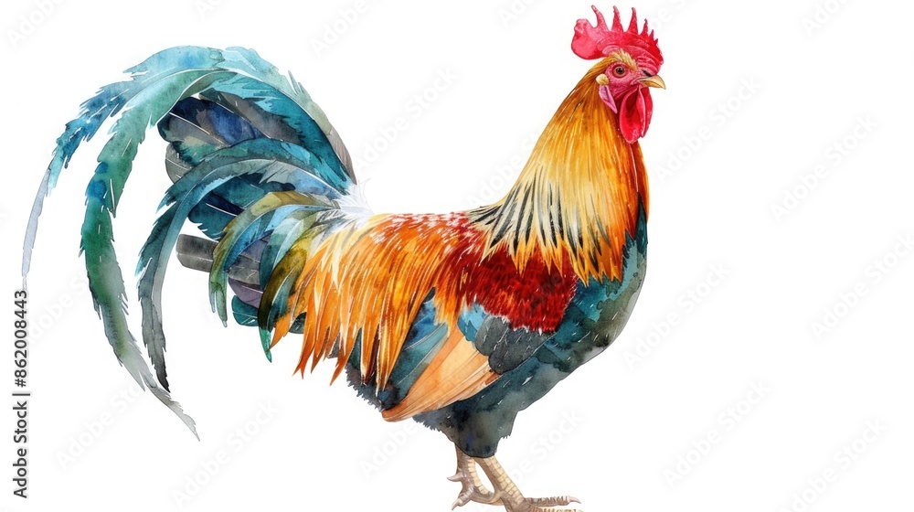 Fototapeta premium Rooster on White Background