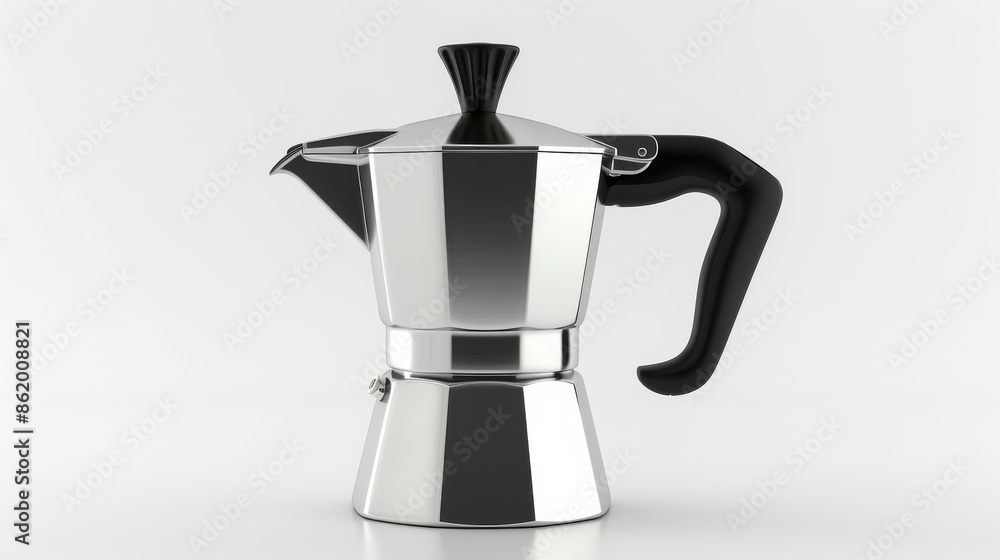 Stainless steel stovetop espresso maker on white background Stainless steel stovetop espresso maker on white background