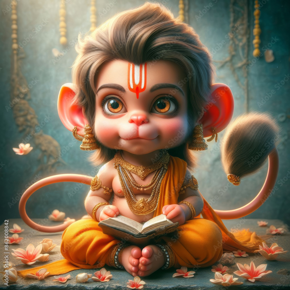 Little Cute Baby Hanuman - Generative AI Little Cute Baby Hanuman - Generative AI